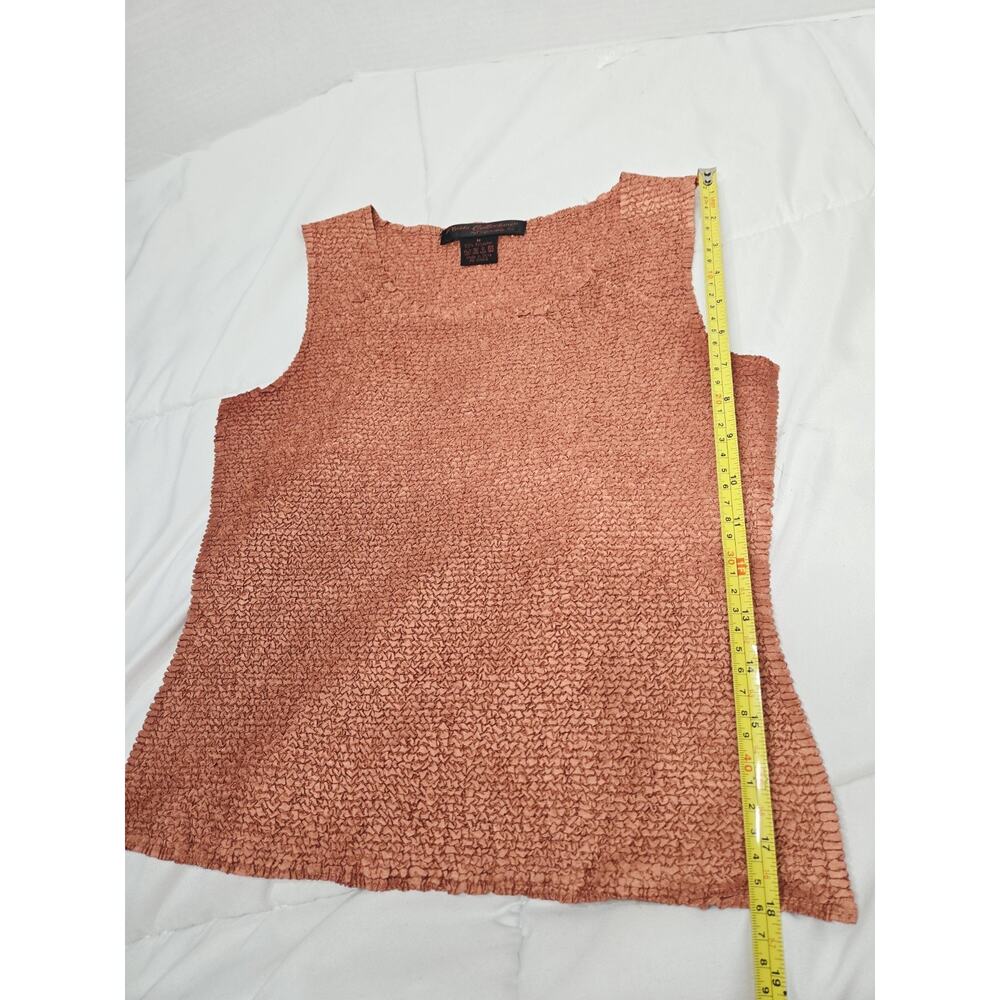 Popcorn Crinkle Tank Top Burnk Orange Boho Indie Stretch Sleeveless M 90's - Picture 7 of 9